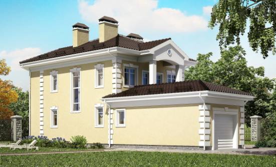 150-006-Л Проект двухэтажного дома, гараж, бюджетный коттедж из твинблока Лакинск | Проекты домов от House Expert