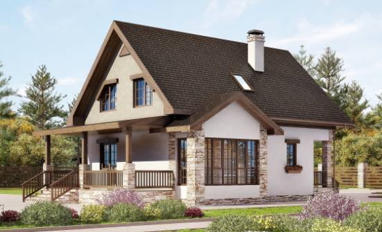 140-002-Л Проект двухэтажного дома с мансардой, доступный загородный дом из твинблока Меленки | Проекты домов от House Expert