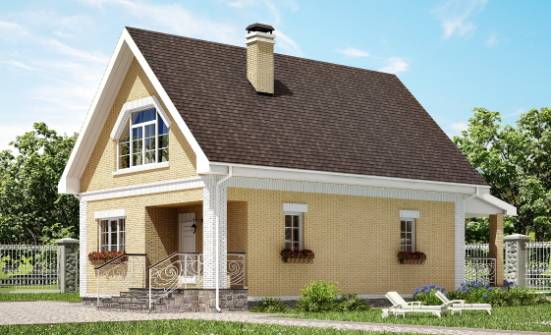 130-004-П Проект двухэтажного дома мансардой, компактный дом из арболита Лакинск | Проекты домов от House Expert
