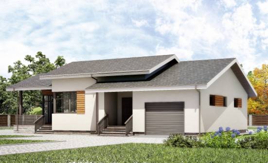 135-002-П Проект одноэтажного дома, гараж, красивый коттедж из керамзитобетонных блоков Меленки | Проекты домов от House Expert