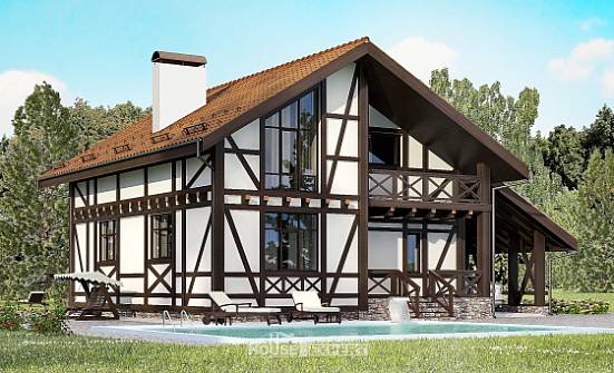 155-002-П Проект двухэтажного дома мансардой, гараж, скромный дом из газобетона Владимир | Проекты домов от House Expert