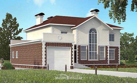 380-001-Л Проект двухэтажного дома, гараж, современный загородный дом из кирпича Кольчугино | Проекты домов от House Expert