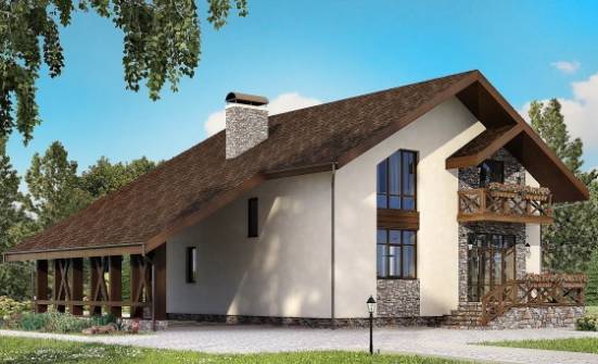 155-007-П Проект двухэтажного дома с мансардным этажом и гаражом, классический домик из теплоблока Кольчугино | Проекты домов от House Expert