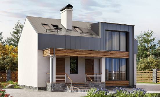 120-004-П Проект двухэтажного дома мансардой, доступный дом из теплоблока Петушки | Проекты домов от House Expert