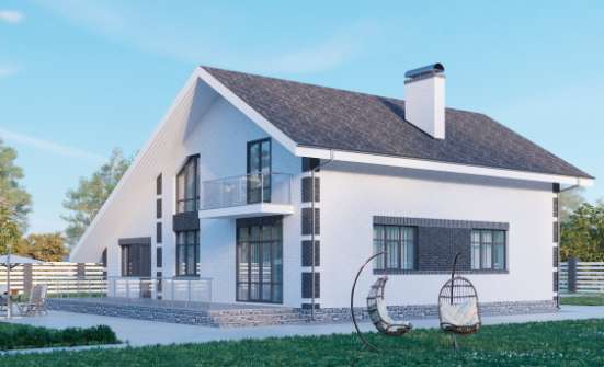 190-008-П Проект двухэтажного дома с мансардой и гаражом, классический дом из газосиликатных блоков Покров | Проекты домов от House Expert