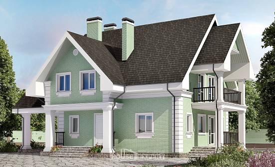 140-003-Л Проект двухэтажного дома мансардой, гараж, компактный дом из арболита Покров | Проекты домов от House Expert