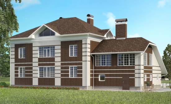 505-002-Л Проект трехэтажного дома и гаражом, просторный дом из кирпича Кольчугино | Проекты домов от House Expert