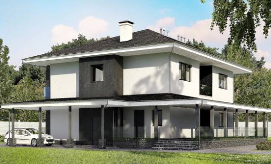 245-002-П Проект двухэтажного дома, гараж, классический домик из теплоблока Александров | Проекты домов от House Expert