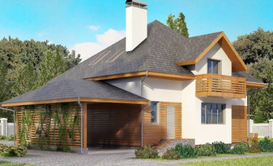 155-004-П Проект двухэтажного дома с мансардой и гаражом, простой домик из арболита Вязники | Проекты домов от House Expert