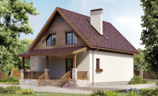 140-001-П Проект двухэтажного дома с мансардным этажом, уютный загородный дом из бризолита Ковров | Проекты домов от House Expert