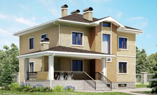 350-002-Л Проект трехэтажного дома, гараж, просторный домик из кирпича Покров | Проекты домов от House Expert