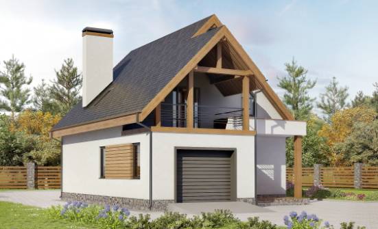 120-005-П Проект двухэтажного дома мансардой и гаражом, простой коттедж из поризованных блоков Ковров | Проекты домов от House Expert