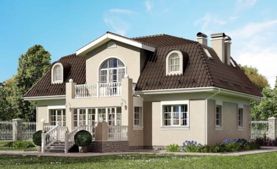 210-001-Л Проект двухэтажного дома с мансардным этажом, классический домик из арболита Меленки | Проекты домов от House Expert