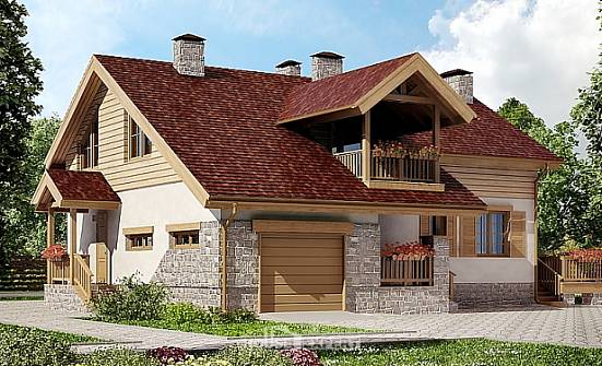 165-002-П Проект двухэтажного дома мансардой, гараж, красивый дом из арболита Меленки | Проекты домов от House Expert