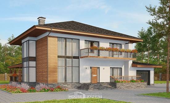 305-001-П Проект двухэтажного дома, гараж, большой коттедж из бризолита Гусь-Хрустальный | Проекты домов от House Expert