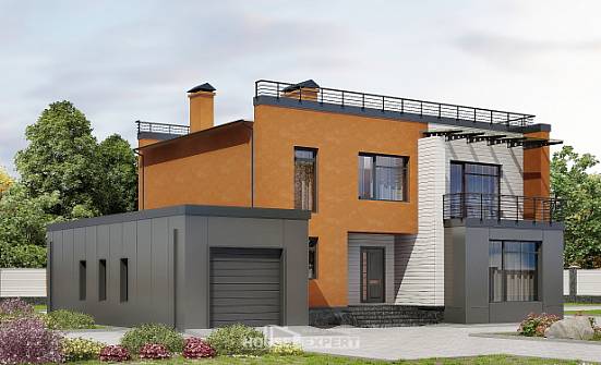260-002-Л Проект двухэтажного дома и гаражом, уютный коттедж из керамзитобетонных блоков Меленки | Проекты домов от House Expert