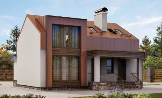 120-004-Л Проект двухэтажного дома мансардный этаж, красивый дом из пеноблока Гусь-Хрустальный | Проекты домов от House Expert