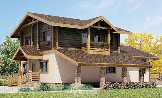 170-004-П Проект двухэтажного дома с мансардой и гаражом, современный коттедж из арболита из дерева Гороховец | Проекты домов от House Expert