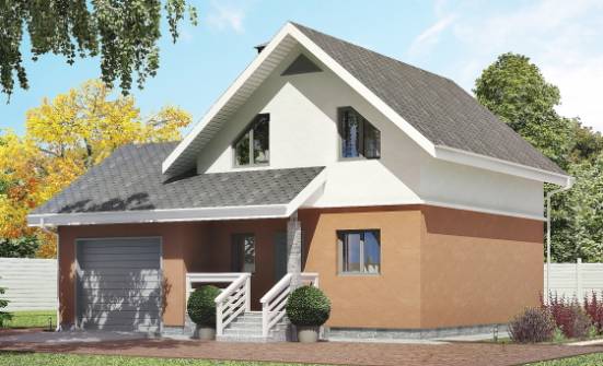 120-002-Л Проект двухэтажного дома мансардой и гаражом, скромный дом из поризованных блоков Покров | Проекты домов от House Expert