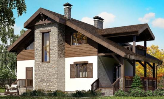 150-004-Л Проект двухэтажного дома с мансардой, бюджетный коттедж из пеноблока Владимир | Проекты домов от House Expert