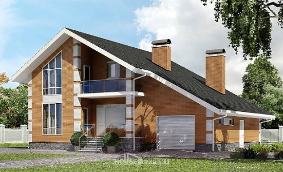 190-006-П Проект двухэтажного дома мансардой, гараж, современный загородный дом из теплоблока Лакинск | Проекты домов от House Expert