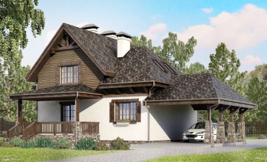 160-002-Л Проект двухэтажного дома с мансардой и гаражом, недорогой домик из бризолита Ковров | Проекты домов от House Expert