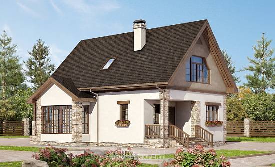 140-002-Л Проект двухэтажного дома с мансардой, доступный загородный дом из твинблока Меленки | Проекты домов от House Expert