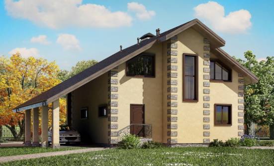 150-003-П Проект двухэтажного дома мансардой и гаражом, уютный домик из поризованных блоков Лакинск | Проекты домов от House Expert