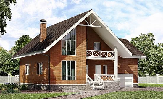 215-001-П Проект двухэтажного дома с мансардным этажом и гаражом, современный домик из газобетона Муром | Проекты домов от House Expert