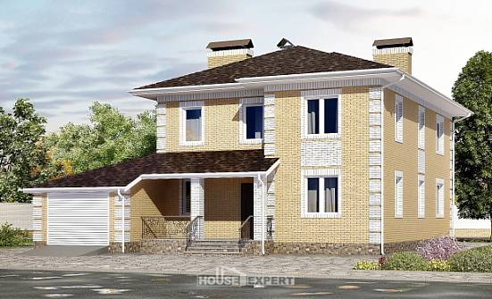 220-006-Л Проект двухэтажного дома и гаражом, красивый коттедж из поризованных блоков Вязники | Проекты домов от House Expert