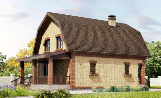 130-005-Л Проект двухэтажного дома мансардой, доступный коттедж из пеноблока Александров | Проекты домов от House Expert