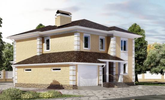 220-006-Л Проект двухэтажного дома и гаражом, красивый коттедж из поризованных блоков Вязники | Проекты домов от House Expert