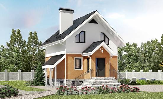 100-005-Л Проект трехэтажного дома с мансардой, компактный коттедж из теплоблока Лакинск | Проекты домов от House Expert