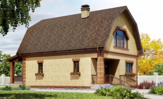 130-005-Л Проект двухэтажного дома мансардой, доступный коттедж из пеноблока Александров | Проекты домов от House Expert