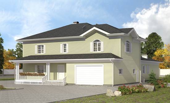410-002-Л Проект двухэтажного дома и гаражом, большой коттедж из теплоблока Покров | Проекты домов от House Expert