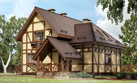 160-003-П Проект двухэтажного дома с мансардным этажом, бюджетный домик из твинблока Киржач | Проекты домов от House Expert