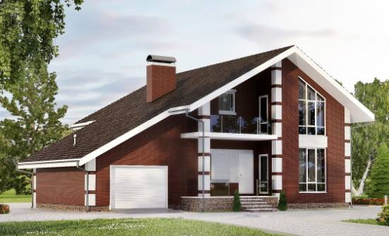 180-001-Л Проект двухэтажного дома мансардой и гаражом, бюджетный загородный дом из теплоблока Покров | Проекты домов от House Expert