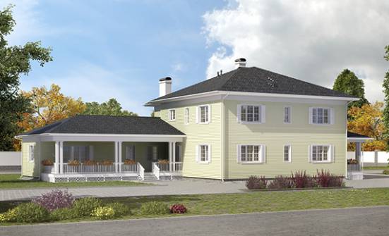 410-002-Л Проект двухэтажного дома и гаражом, большой коттедж из теплоблока Покров | Проекты домов от House Expert