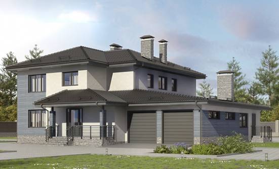340-005-П Проект двухэтажного дома, гараж, красивый дом из теплоблока Петушки | Проекты домов от House Expert