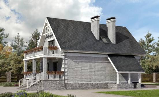 200-009-П Проект трехэтажного дома мансардой и гаражом, средний загородный дом из бризолита Лакинск | Проекты домов от House Expert