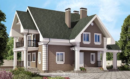 140-003-П Проект двухэтажного дома мансардой, гараж, экономичный загородный дом из поризованных блоков Киржач | Проекты домов от House Expert