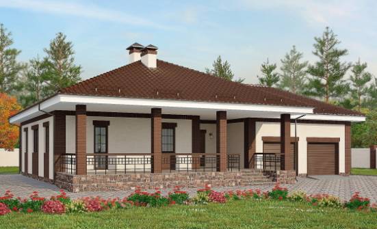 160-015-П Проект одноэтажного дома, гараж, красивый коттедж из арболита Вязники | Проекты одноэтажных домов от House Expert