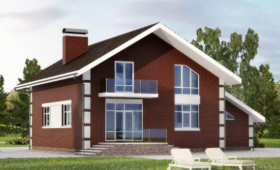 180-001-Л Проект двухэтажного дома мансардой и гаражом, бюджетный загородный дом из теплоблока Покров | Проекты домов от House Expert