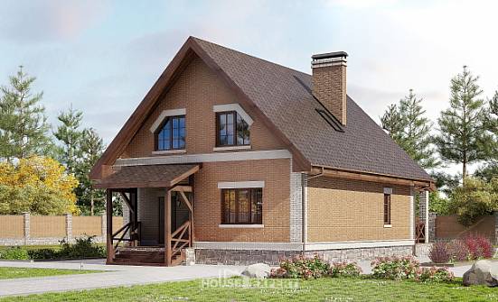 160-011-Л Проект двухэтажного дома с мансардой, доступный коттедж из пеноблока Владимир | Проекты домов от House Expert