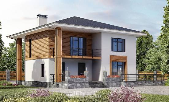 180-015-П Проект двухэтажного дома, компактный загородный дом из бризолита Лакинск | Проекты домов от House Expert