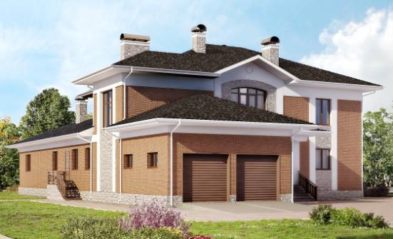 520-002-Л Проект трехэтажного дома и гаражом, большой загородный дом из бризолита Александров | Проекты домов от House Expert