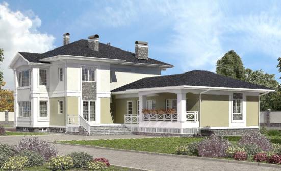 620-001-Л Проект трехэтажного дома и гаражом, красивый коттедж из блока Вязники | Проекты домов от House Expert