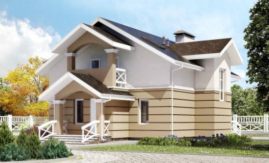 155-009-П Проект двухэтажного дома с мансардой, уютный коттедж из поризованных блоков Владимир | Проекты домов от House Expert