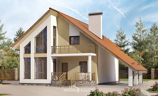 170-009-П Проект двухэтажного дома мансардный этаж и гаражом, красивый дом из газобетона Лакинск | Проекты домов от House Expert
