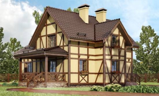 160-003-П Проект двухэтажного дома с мансардным этажом, бюджетный домик из твинблока Киржач | Проекты домов от House Expert